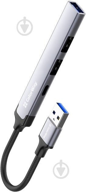 USB-хаб ColorWay USB-A 4-в-1 USB2.0х3/USB3.0 0,12 м сірий (CW-HUB05) - фото 3