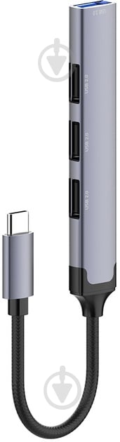 USB-хаб ColorWay USB-C 4-в-1 USB2.0х3/USB3.0 0,12 м сірий (CW-HUB04) - фото 7