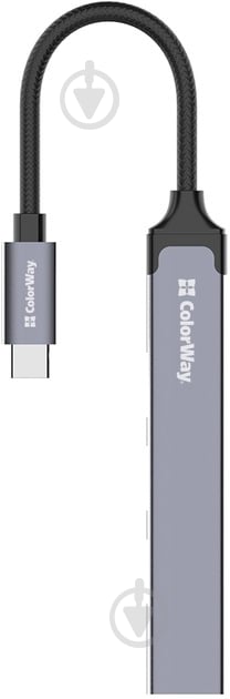 USB-хаб ColorWay USB-C 4-в-1 USB2.0х3/USB3.0 0,12 м сірий (CW-HUB04) - фото 2