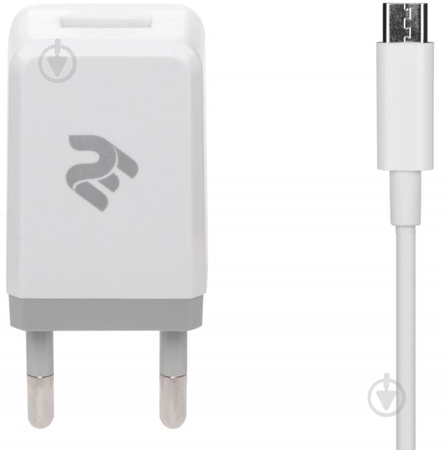 Сетевое зарядное устройство 2E USB:DC5V/2.1A +кабель MicroUSB 2.4A, white - фото 1