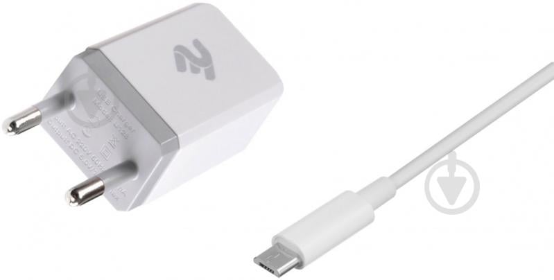 Сетевое зарядное устройство 2E USB:DC5V/2.1A +кабель MicroUSB 2.4A, white - фото 2