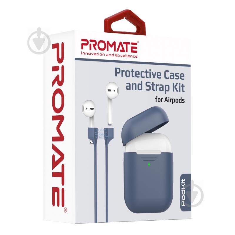 Чехол для наушников Promate PodKit для Apple AirPods dark blue (podkit.navy) - фото 7