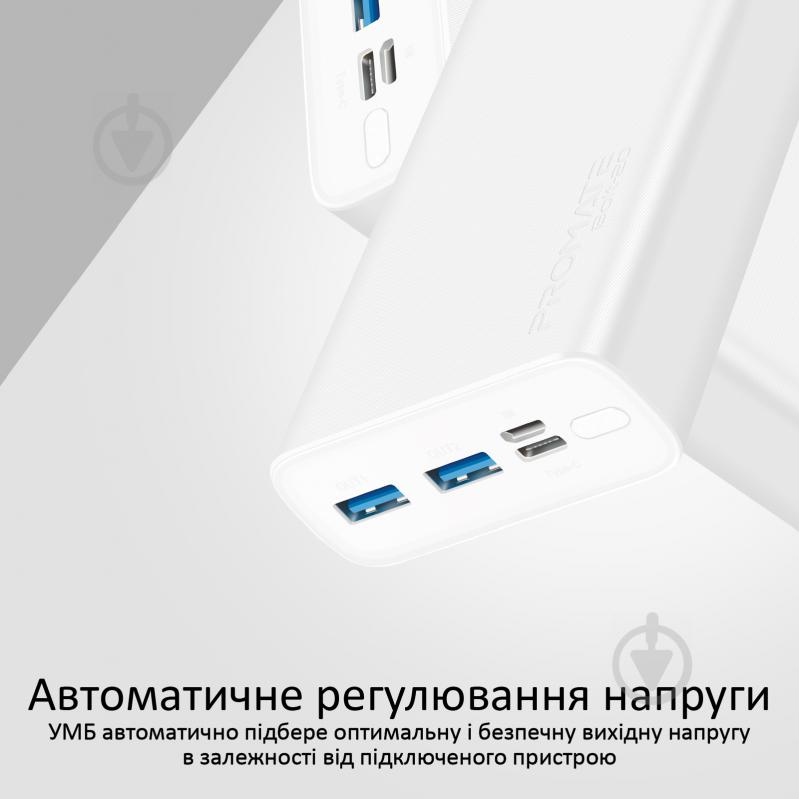 Повербанк Promate 10Вт 2xUSB 20000 mAh (bolt-20.white) - фото 5