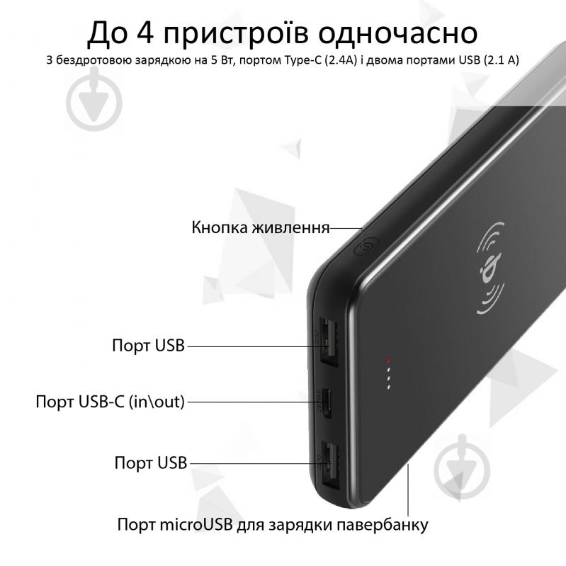 Повербанк Promate с беспроводной зарядкой 10000 mAh (auravolt-10+.black) - фото 4