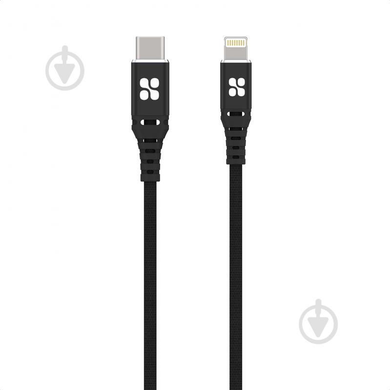 Кабель Promate PowerCord Type-C - Lightning 1,2 м черный (powercord.black) - фото 1 Кабель Promate PowerCord Type-C - Lightning 1,2 м черный (powercord.black) - фото 1