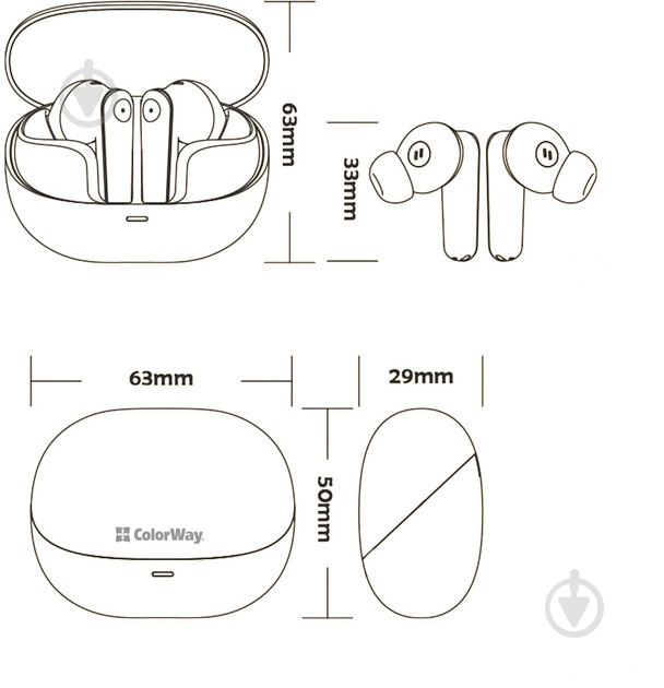 Навушники ColorWay Slim TWS-1 Earbuds Long Life black (CW-TWS1BK1) - фото 15