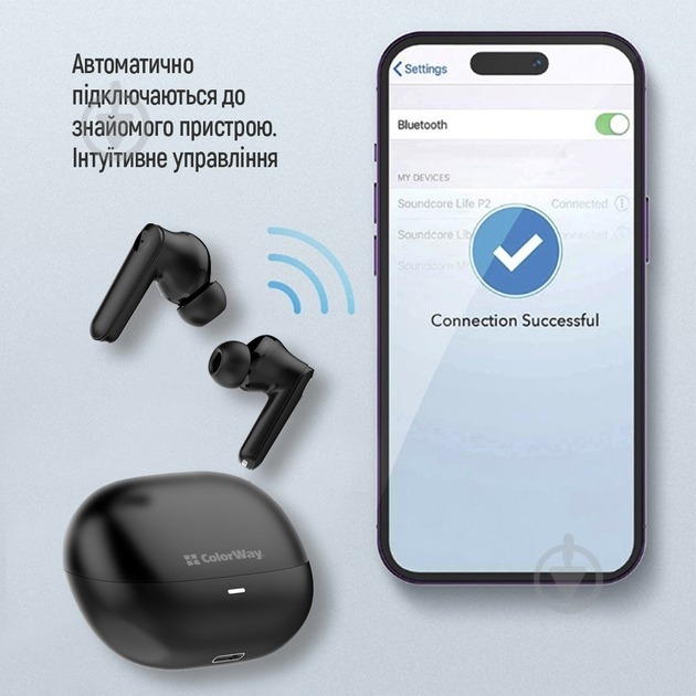 Навушники ColorWay Slim TWS-1 Earbuds Long Life black (CW-TWS1BK1) - фото 14