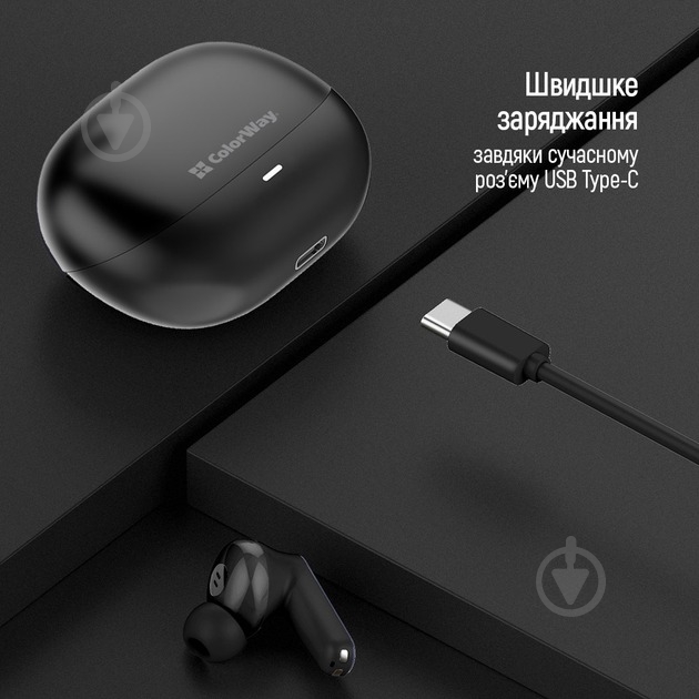 Навушники ColorWay Slim TWS-1 Earbuds Long Life black (CW-TWS1BK1) - фото 10