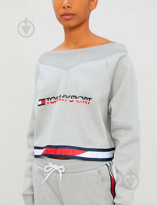 Джемпер Tommy Hilfiger CROP V NECK SWEATER WITH TAPE S10S100363001 р. L світло-сірий - фото 16