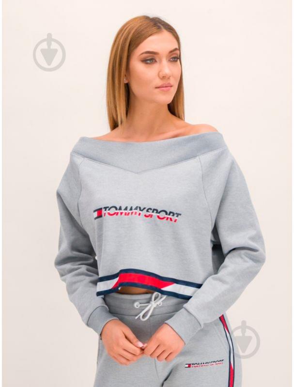 Джемпер Tommy Hilfiger CROP V NECK SWEATER WITH TAPE S10S100363001 р. L світло-сірий - фото 28