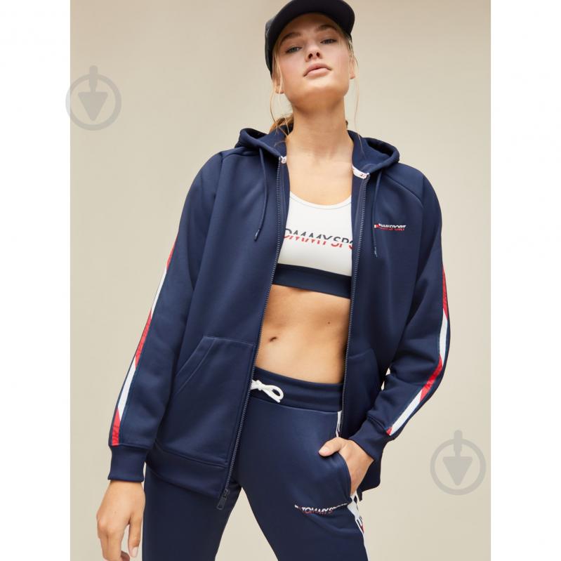 Джемпер Tommy Hilfiger FLEECE ZIP UP HOODY WITH TAPE S10S100361401 р. M темно-синій - фото 1