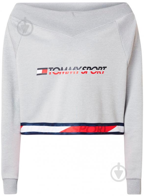 Джемпер Tommy Hilfiger CROP V NECK SWEATER WITH TAPE S10S100363001 р. S светло-серый - фото 1