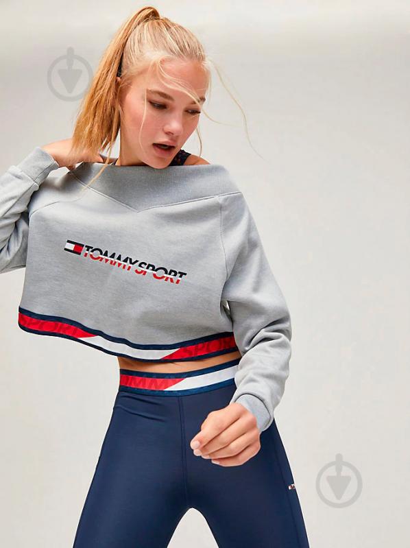 Джемпер Tommy Hilfiger CROP V NECK SWEATER WITH TAPE S10S100363001 р. S светло-серый - фото 6