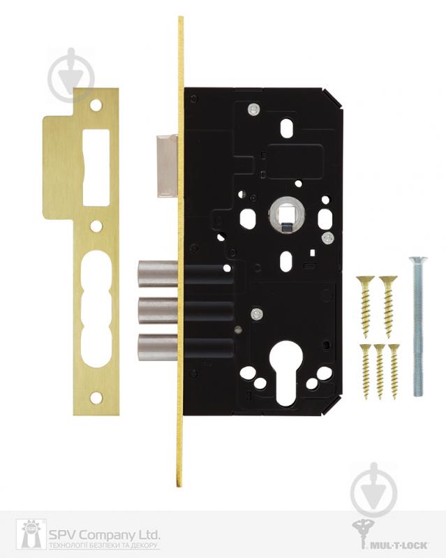 Дверной замок входной Mul-T-Lock 372/55 матовая латунь - фото 6