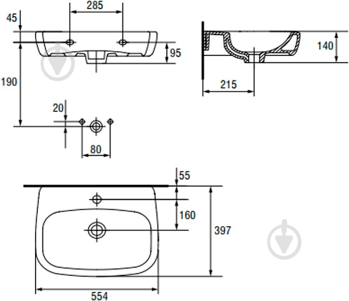 Умывальник Cersanit Facile 55 - фото 3