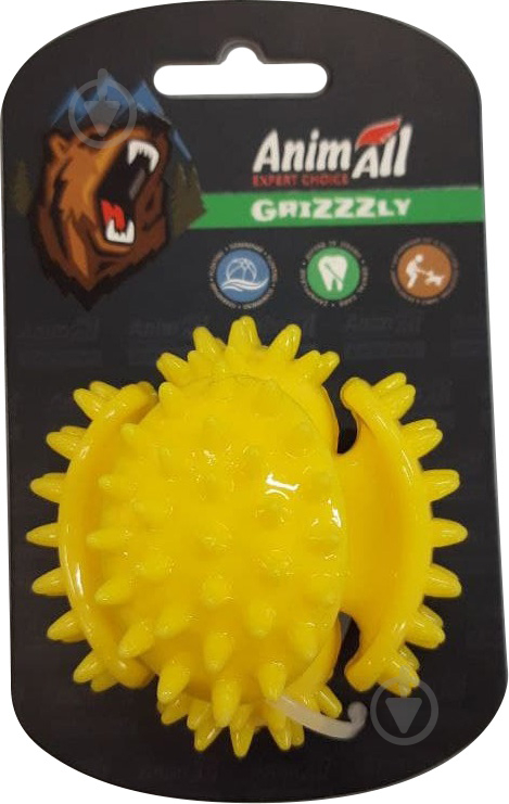 Іграшка для собак AnimAll Мультифункціональний м'яч жовтий 7,5 см - фото 1
