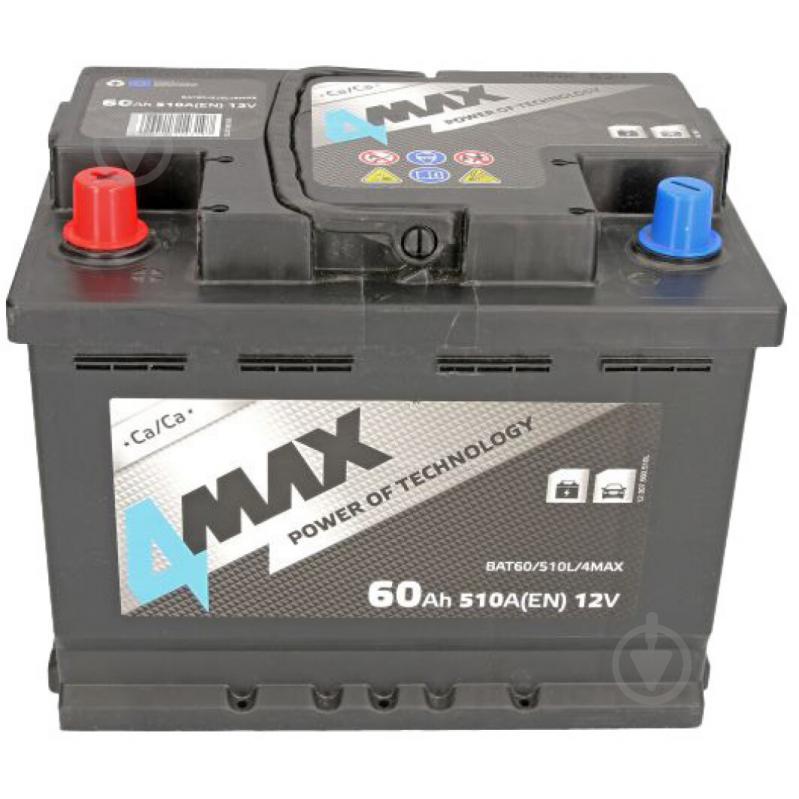 Аккумулятор автомобильный 4MAX 60Ah 510A 12V BAT60510L4MAX «+» слева (BAT60510L4MAX) - фото 1