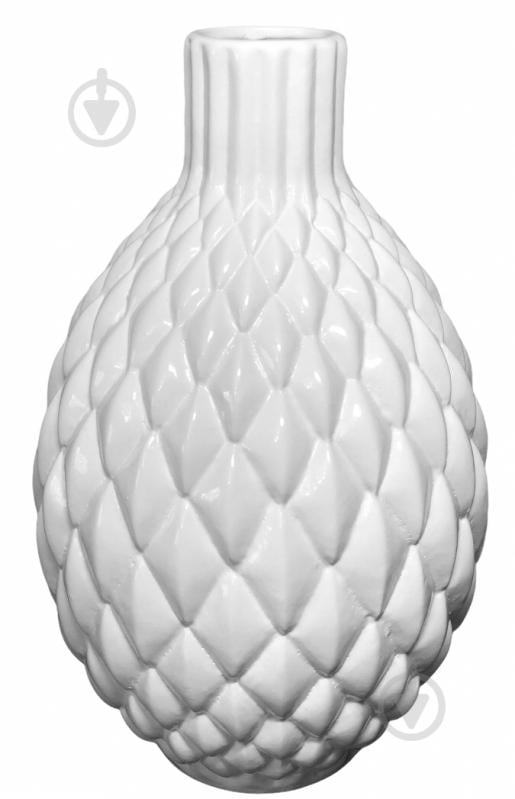 Ваза керамическая Nana ceramics Квин 26 см белый глянец - фото 1