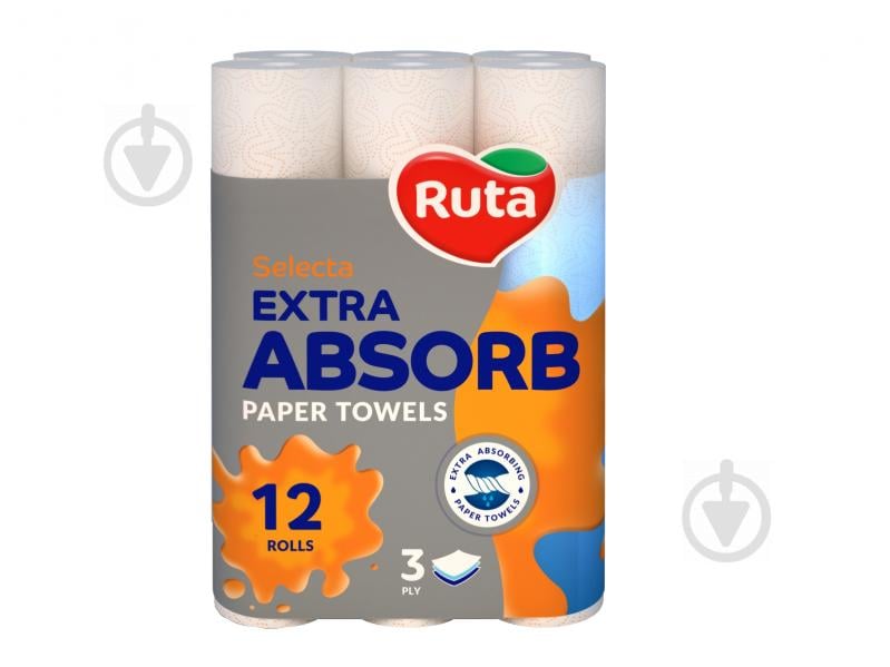 Паперові рушники Ruta Selecta Extra Absorbs тришаровий 12 шт. - фото 1