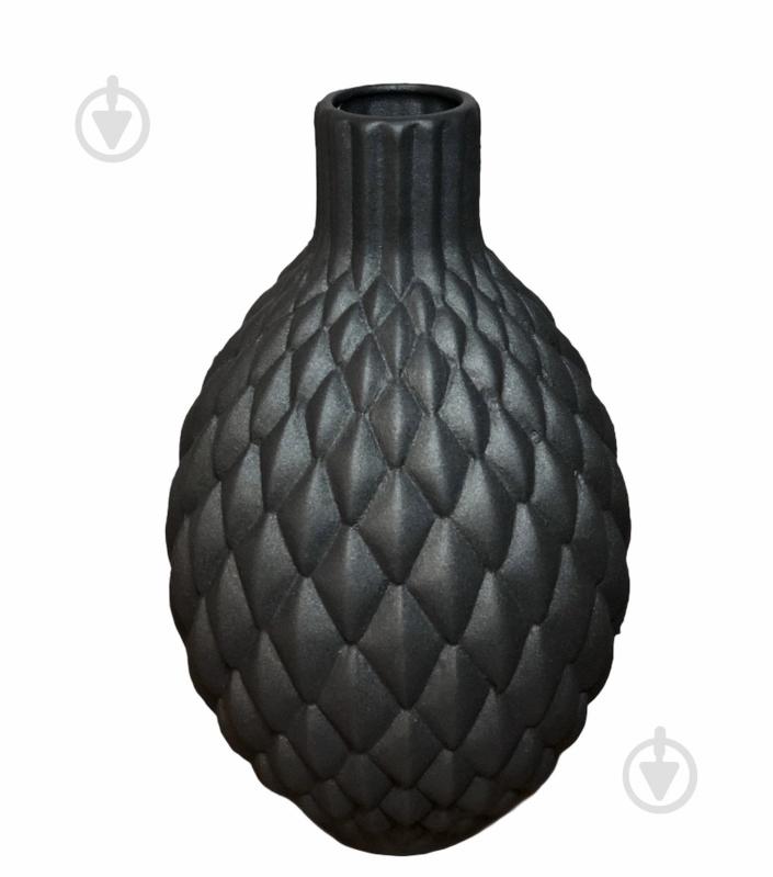 Ваза керамическая Nana ceramics Квин 26 см муар черный - фото 1 Ваза керамическая Nana ceramics Квин 26 см муар черный - фото 1