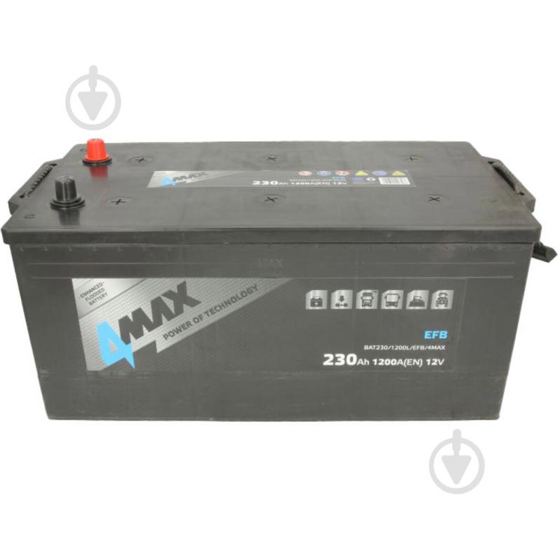 Акумулятор автомобільний 4MAX 230Ah 1200A 12V BAT2301200LEFB4MAX «+» ліворуч (BAT2301200LEFB4MAX) - фото 2