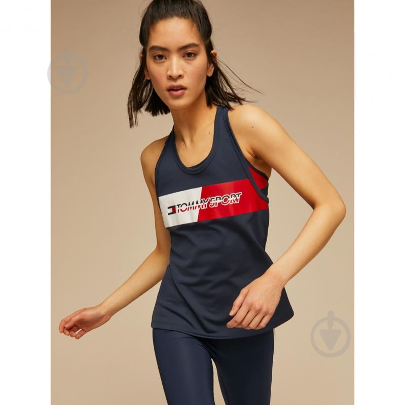 Майка Tommy Hilfiger GRAPHIC FLAG TANK TOP S10S100298401 р.XS темно-синий - фото 1