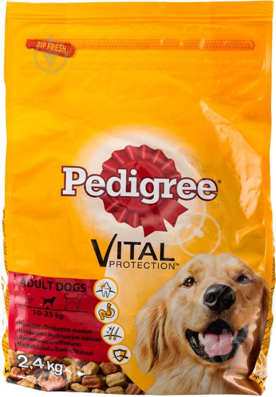 Корм для середніх порід Pedigree Adult з яловичиною та птицею 2,4 кг 7534 2,4 кг - фото 1