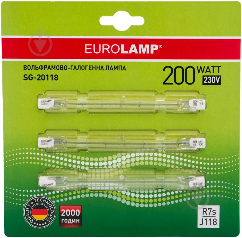 Лампа галогенная Eurolamp 200 Вт R7S 230 В прозрачная (SG-20118) - фото 1