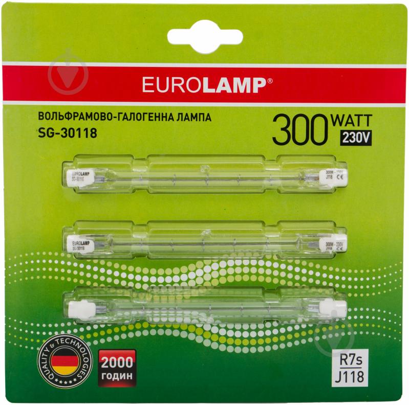 Лампа галогенная EUROLAMP 300 Вт R7S 230 В прозрачная SG-30118 - фото 1