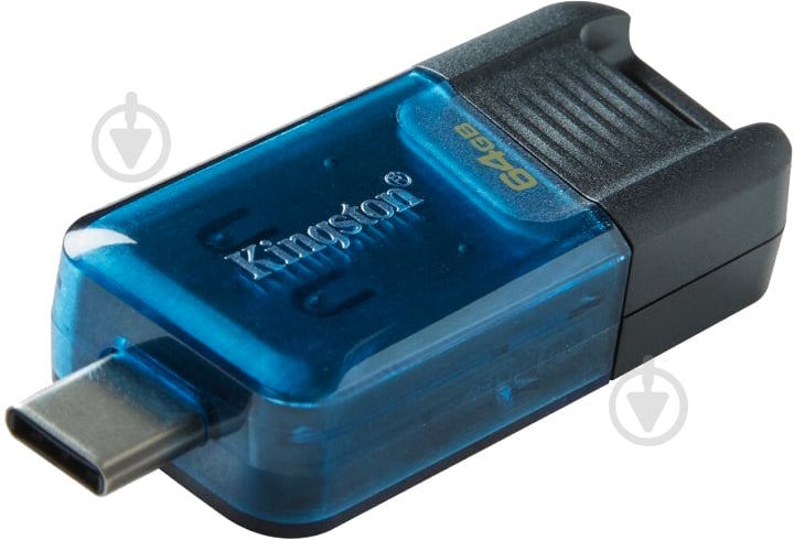 Флеш-память Kingston DataTraveler 80 M 200MB/s 64 ГБ USB Type-C black/blue (DT80M/64GB) - фото 4