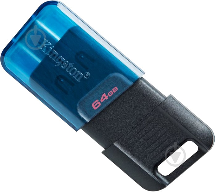 Флеш-память Kingston DataTraveler 80 M 200MB/s 64 ГБ USB Type-C black/blue (DT80M/64GB) - фото 1