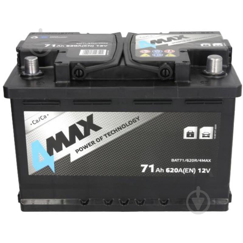 Акумулятор автомобільний 4MAX 71Ah 620A 12V BAT71620R4MAX «+» праворуч (BAT71620R4MAX) - фото 1