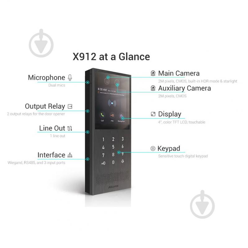 IP-панель вызова Akuvox X912S многоабонентная с распознаванием лица, NFC и Bluetooth 281249 - фото 4