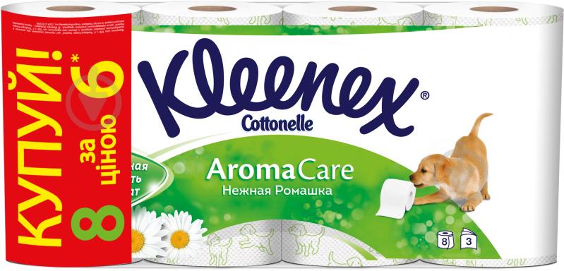 Туалетний папір туалетний папір Kleenex Aroma care Ніжна ромашка тришаровий 8 шт. - фото 1
