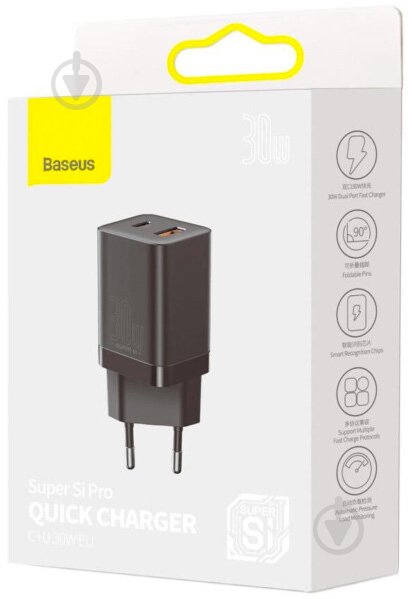 Зарядний пристрій BASEUS Super Si ProC+U 30W(CCSUPP-E01) чорний - фото 5