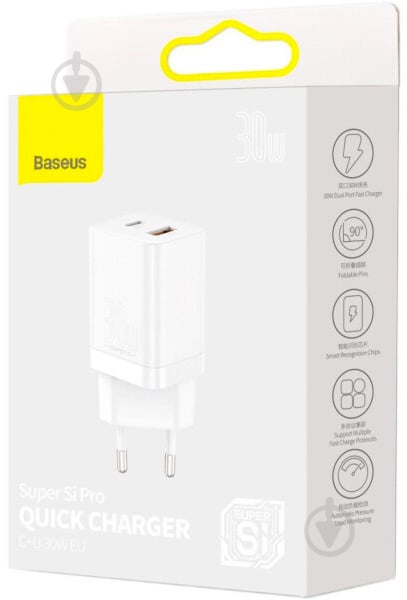 Зарядний пристрій BASEUS Super Si Pro C+U 30W(CCSUPP-E02) білий - фото 6