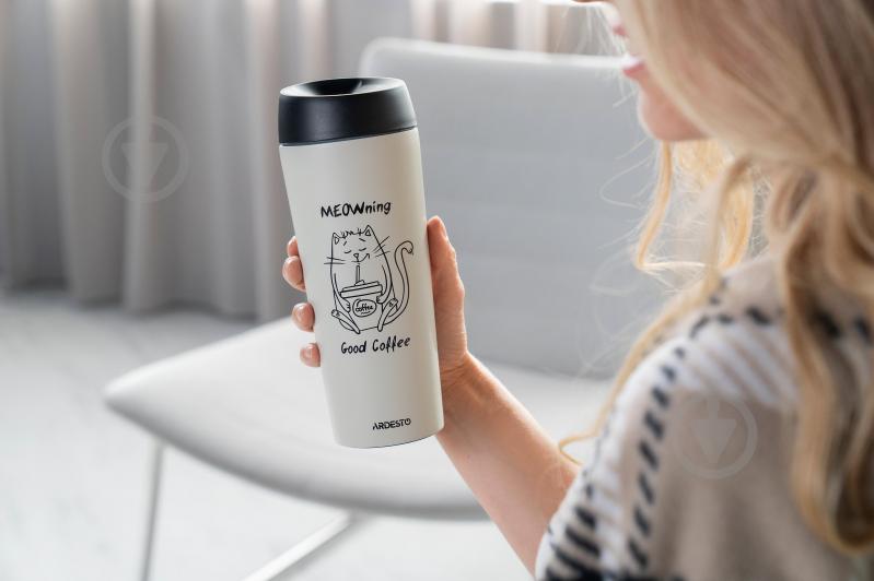 Термочашка Ardesto Coffee Time Meowning 450 мл бежевая AR2645WC - фото 5