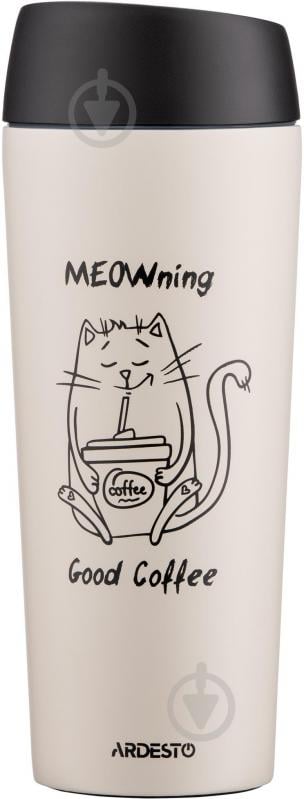 Термочашка Ardesto Coffee Time Meowning 450 мл бежевая AR2645WC - фото 1