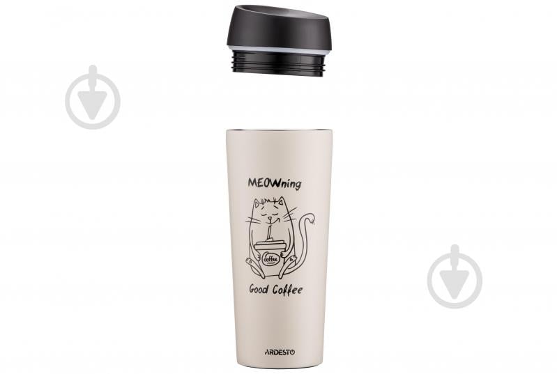 Термочашка Ardesto Coffee Time Meowning 450 мл бежевая AR2645WC - фото 3