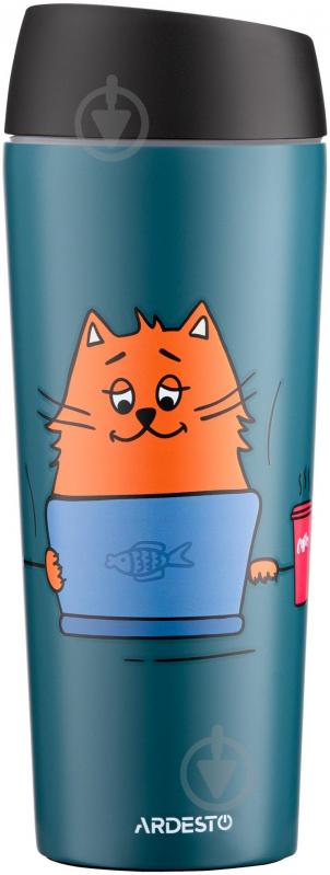 Термочашка Ardesto Coffee time Red Cat 450 мл синяя AR2645CG - фото 1 Термочашка Ardesto Coffee time Red Cat 450 мл синяя AR2645CG - фото 1