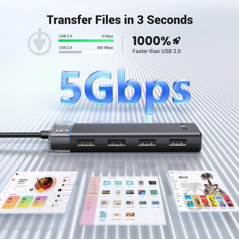 USB-хаб UGREEN Gen1 10Gbps черный CM219 - фото 3 USB-хаб UGREEN Gen1 10Gbps черный CM219 - фото 3