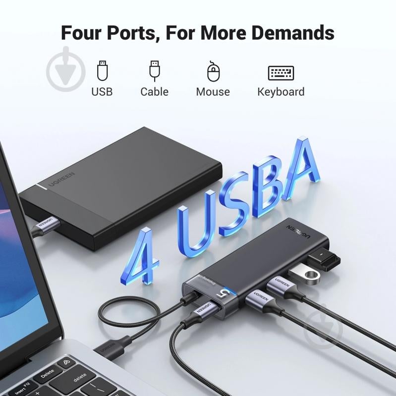 USB-хаб UGREEN Gen1 10Gbps черный CM219 - фото 4 USB-хаб UGREEN Gen1 10Gbps черный CM219 - фото 4