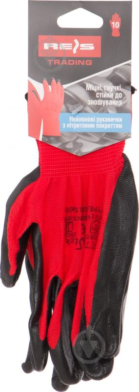 Перчатки Reis красно-черные с покрытием нитрил XL (10) Red Nit 10 - фото 2