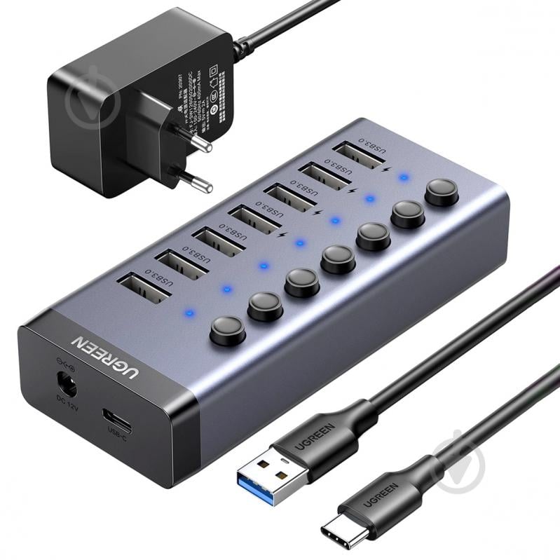 USB-хаб UGREEN з додатковим живленням Type-C 12V 2A CM481 - фото 2