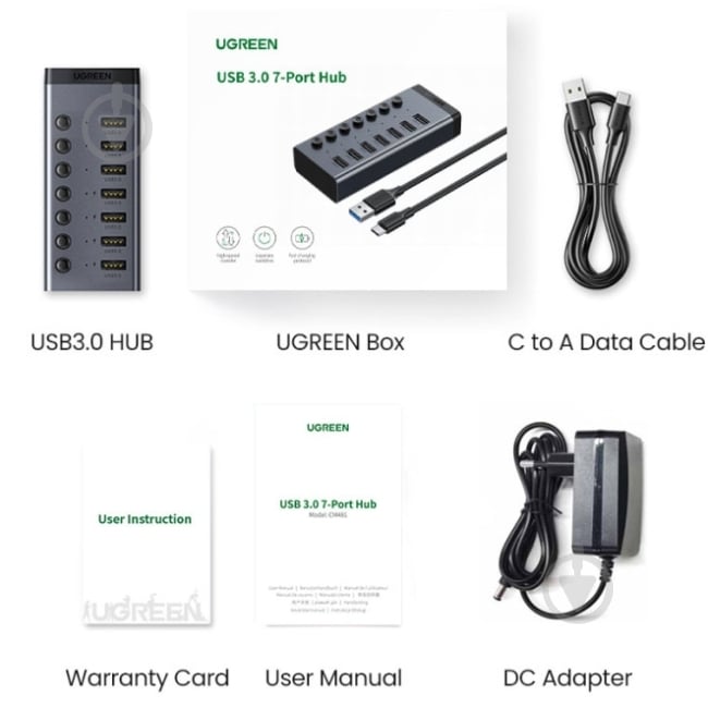USB-хаб UGREEN з додатковим живленням Type-C 12V 2A CM481 - фото 5