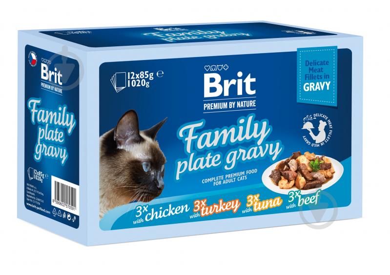 Набір корму для котів Brit Premium By Nature Сімейна тарілка в соусі 12 шт. x 85 г - фото 1 Набір корму для котів Brit Premium By Nature Сімейна тарілка в соусі 12 шт. x 85 г - фото 1