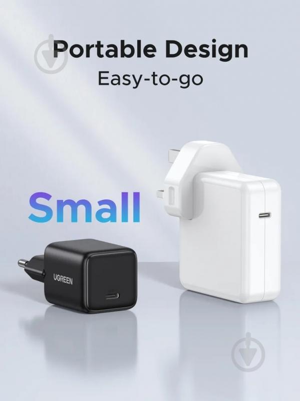 Зарядное устройство UGREEN 1xUSB 20W (USB-C) PD GaN Tech X512 черный - фото 6 Зарядное устройство UGREEN 1xUSB 20W (USB-C) PD GaN Tech X512 черный - фото 6