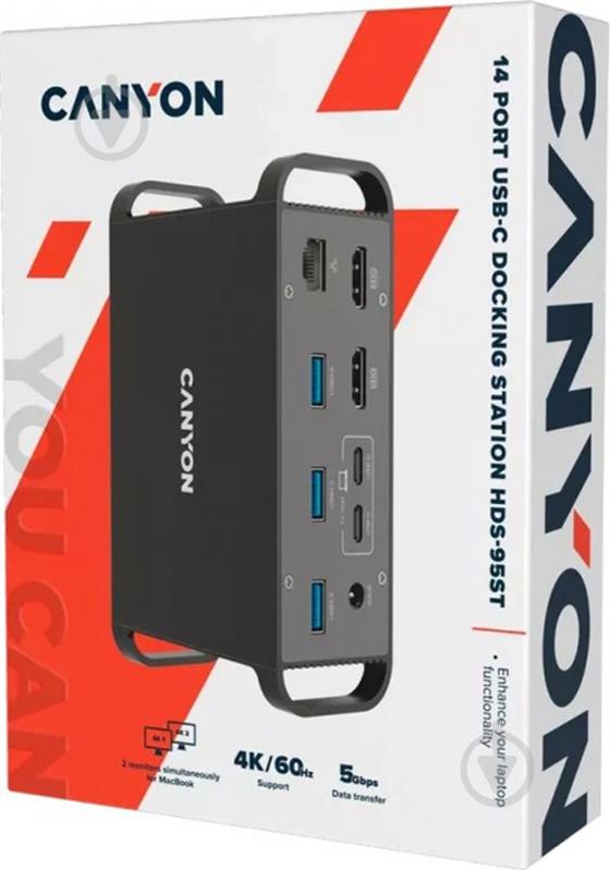 Мультипортова док-станція Canyon HDS-95ST USB-C 14-в-1 black (CNS-HDS95ST) - фото 5