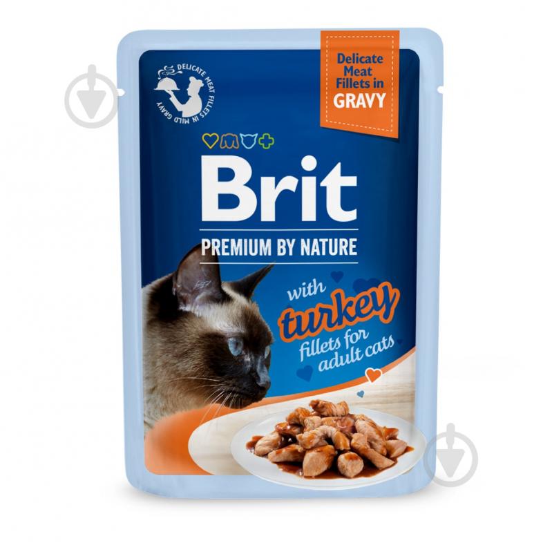 Корм вологий для котів Brit Premium By Nature індичка філе в соусі 85 г - фото 1