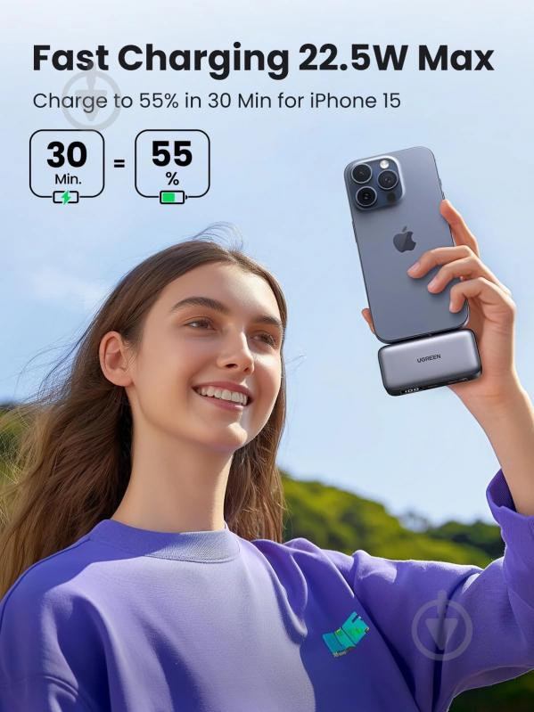 Повербанк UGREEN PB503 5000 mAh grey (35338) - фото 2 Повербанк UGREEN PB503 5000 mAh grey (35338) - фото 2